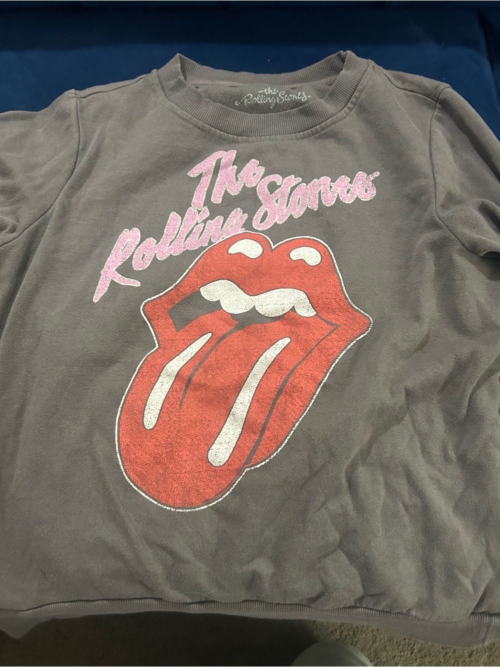 🎸🎸🎸the Rolling Stones Kids Sweatshirt in Gray with Pink & Red Logo